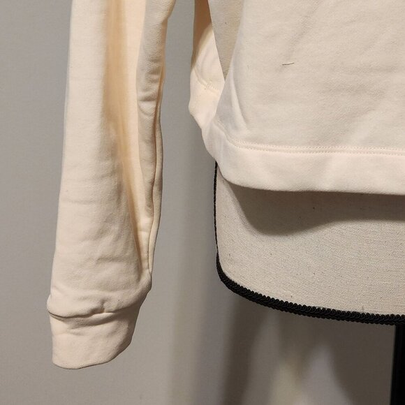 Halara sz M women Dropped Shoulder Drawstring Cropped Hoodie Sweatshirt Cream - Picture 4 of 10